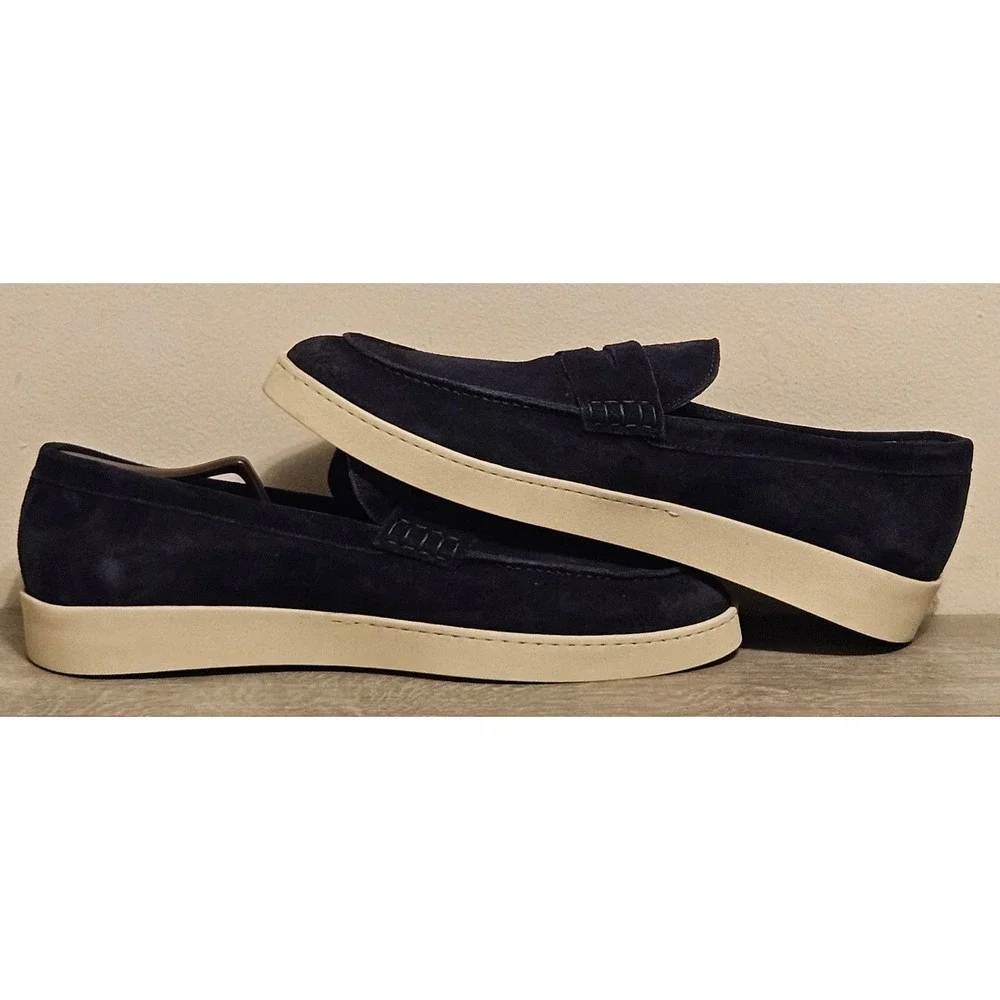 To Boot New York Adam Derrick Mens Navy Blue Suede Penny Loafers Size 15 Italy
